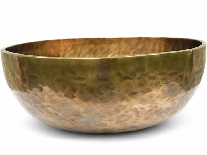 Tibetische XL Klangschale  - Ø 47,8 cm - 9650 g - Meistergabel & Tageston - Fußklangschale